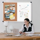 Magnetic White Board And Bulletin Corkboard Combination  36 X 24 Inch Half Dr   