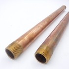 2 Pack 1  Male Npt Threaded 18  Long Red Brass Pipe Nipples
