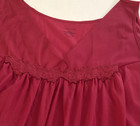 Vintage Vanity Fair Sleeveless Nightgown Womens M Burgundy Floral Appliqu  