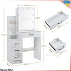 White Vanity Dressing Table Set With Mirror Stool Drawers Makeup Desk Bedroom
