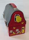 Vintage Red Barn Metal Dome Lunch Box American Thermos Products - 1960 s