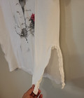 Prince W  Flowers White Tshirt  Woman s Size Medium Lace Embellish Side Seams