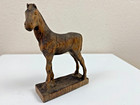 Vtg Wood Hand Carved Horse Poney Figurine 6  Wild South Western Statue 1940s