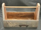 Vintage Primitive Wooden Tool Caddy Handmade   Hand Painted - Rustic Farmhouse