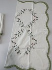 Vintage Table Cover With A Beautiful Embroidery Overlay  2 Pieces Set 