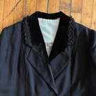 Antique 1800s Victorian Womens Black Wool Walking Coat Velvet Collar Jacket