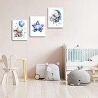 New Hnnxar Elephant Nursery Wall Decor Blue Moon And Stars Picture Painting baby