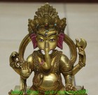 Old Tibet Nepal Purple Bronze Gold Ganapati Ganesh Lord Ganesha Buddha Statue