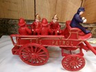 Vintage 1990 s Cast Iron Fire Patrol Horse Drawn Wagon With 4 Firemen And Driver