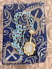 Virgins  Saints And Angels Pacific Opal Crystal Rosary  vintage San Benito Cross