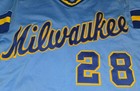 Milwaukee Brewers 1979 Game Issued Worn   Sand Knit Baseball Jersey  28