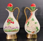  2  Vtg 1969 Lionstone Cherry Valley Bottle Club Whiskey Decanters Blossoms 10 