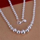 925 Silver Women Charms Beads Chain Pretty Wedding Earring Necklace Jewelry Set