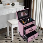 Cosmetic Pro Rolling Makeup Train Case Aluminum Trolley Train Box Organizer Pink