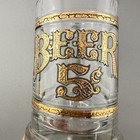 2 Vtg Glass Beer Mugs 5 Cent 22k Gold Lettering Stripes Barware Heavy 16 Oz 