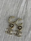 Chanel Gold Cc Dangle Drop Charm Earrings