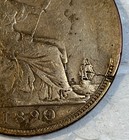 1890 Mint Error Great Britain One 1 Penny Coin Die Break On Reverse Km 755