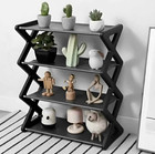 4 Tier Black Shoe Rack X Shape Space Saving Dustproof Organizer