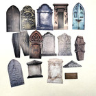 Gothic Tombstone Coffin Skeleton Heavy Cardstock Ephemera Scrapbooking Cards