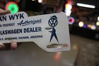 Rare 1950s Vw Van Wyk Volkswagen Dealer Painted Metal Plate Topper Sign Bug Van