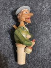 Vintage Wood Bottle Cork Stopper  Man Drinking Beer Mechanical Moves Switzerland