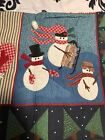 Vintage Handmade Christmas Winter Quilted Wall Hanging Banner Decor Quilt Euc