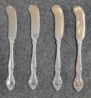 4  four  Individual Gorham English Gadroon Flat Butter Knives Sterling Silver