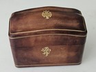 Vintage 1960s Italian Calf Leather Dual Playing Card Box Gold Designs Italy 