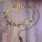 Metal Statement Fish Belt Vintage 1990   s   Gold-tone 50    Long Total 