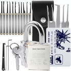 25pc Locksmith Pick Tools Set With Clear Lock  Rustproof