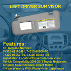 Gray Left Driver Side Sun Visor W  Mirror For Toyota Highlander 2008-2013