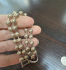 Vintage 800 Silver Beaded Bracelet Double Strand W Safety Chain 7in   34 3 Grams