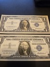  2  1957 Silver Certificate Us Dollar Bill Blue Seal Note  Sequential Serial  s