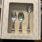 New Mikasa 3 Piece Set Baby Memento Gift Box  cross  Fork  Spoon   Feeding Spoon