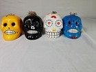 Colorful Day Of The Dead Sugar Skull Ornaments Set Of 4 Dia De Los Muertos Decor