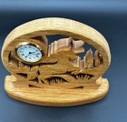 Clock Handcrafted Wood Cutout Unicorn Desk Mantel Untested