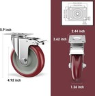 5  Heavy Duty Caster Wheels With Brake - 16 Pack  1400lbs Capacity