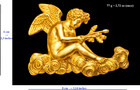 Refined Gilt Brass Cherub Furniture Mount On Clouds - Antique Decorative Style