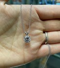 2 Ct Round Brilliant Cut Gra Moissanite 18 Inch Solid 14k White Gold Necklace