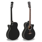 Gt501 40 Inch Spruce Front Cutaway Folk Guitar With Bag   Board Black New