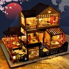 Led Lit Diy Wooden Dollhouse Kit Mini Furniture Handmade Diorama Scene Buildings