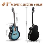 41  Acoustic Electric Guitar Beginner Set - Amp Eq Jumbo Cutaway Bag Blue Burst