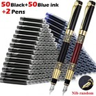 Fine Nib Metal Fountain Pen With 10pc Refillable Ink Cartridges Calligraphy Pen