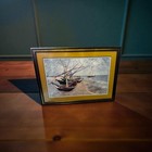 Vincent Van Gogh Fishing Boats On The Beach Large Framed Art Print Wall D  cor