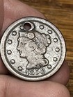 1850 Large Cent With Hole For Necklace