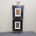 Wall Mount Plate Rack Photo Frame Holder Gold Metal Scroll Vertical Farmhouse