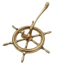 Vintage Nautical Brass Wall Hook     Ship Wheel Design  Solid Carved Hanger