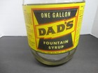 Dad s Soda Fountain Syrup Root Beer Paper Label Gallon Jug Clear Glass Chicago 