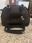 Guess Monogram Print Pet Carrier Bag Black Faux Leather Trim Luxury Dog Cat Tote