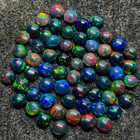 Amazing Quality Round Shape Natural Multi Fire Ethiopian Black Opal Cabochon Lot